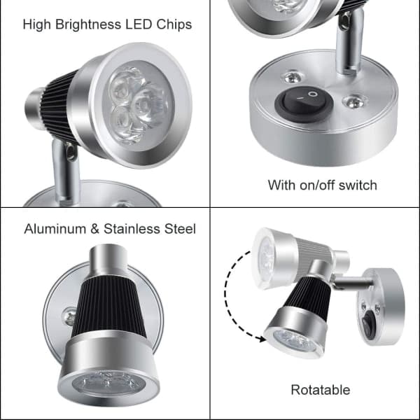 IC 12V LED Husbilsläslampa, 3W Husbilsläslampa Husbilsspotlight Vägg