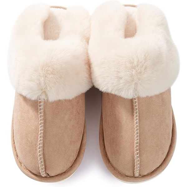 IC Damtofflor Memory Foam Fluffy Bløde Varme Slip On Hjemmesko, Anti-Skridsikker Hyggelig Plys til Indendørs Udendørs (Størrelse: Stor)