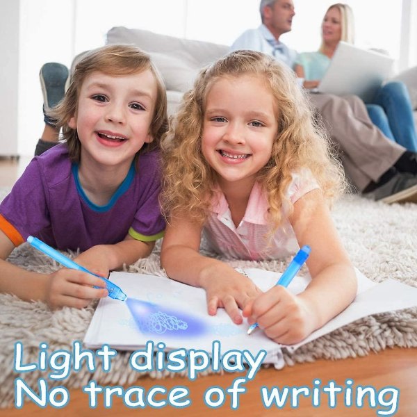 IC [pakke med 14] Hemlig penna med UV-ljus - Återanvändbar osynlig skrivpenna för barns presenter och födelsedagsfester (pojkar och flickor)
