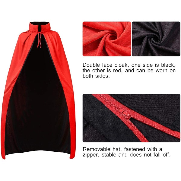 IC CLISPEED Halloween Kappe Vampyr Cosplay Kostume Vendbar Hættekappe med Maskerademaske