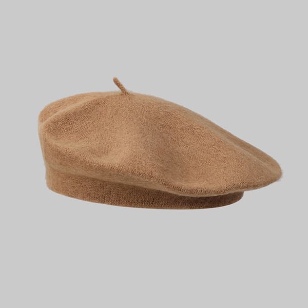 2-pack dam baskrar, varma akryl franska konstnärshattar för höst och vinter, beige och kamel, medium 56-58 cm