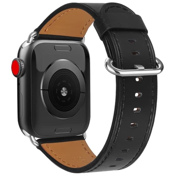 IC Ægte Læderrem Apple Watch 41/40/38 mm - Sort Sort Sort