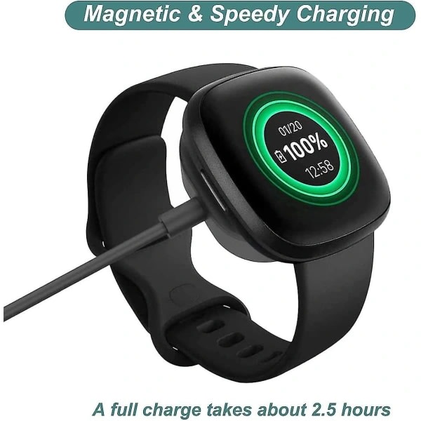 IC Laddare för Fitbit Sense och Versa 3, Ersättningsladdningskabel Magnetisk Dockhållare för Fitbit Versa 3 / Sense Smart Watch