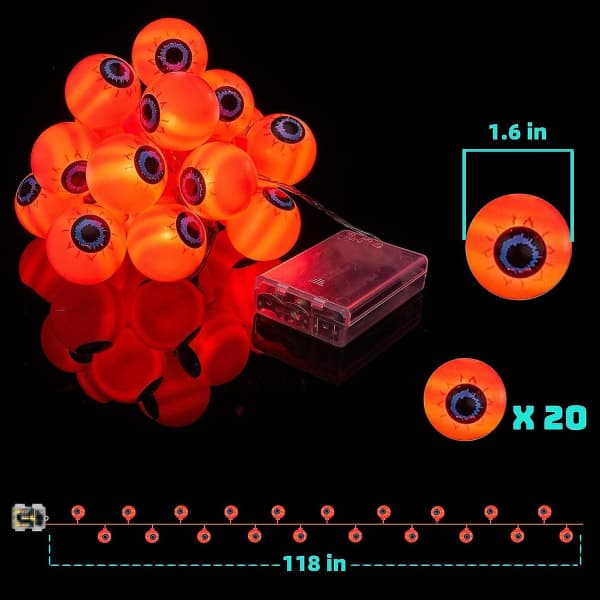 IC Øyeeple Dekorative Halloween Spøkelsesøye Lys - 2,98 meter 20led
