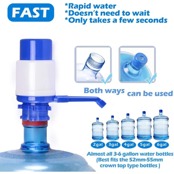 IC Vattenflaska pumppu blå manuell tryck dricksfontän tryckpump vattentryckspump med