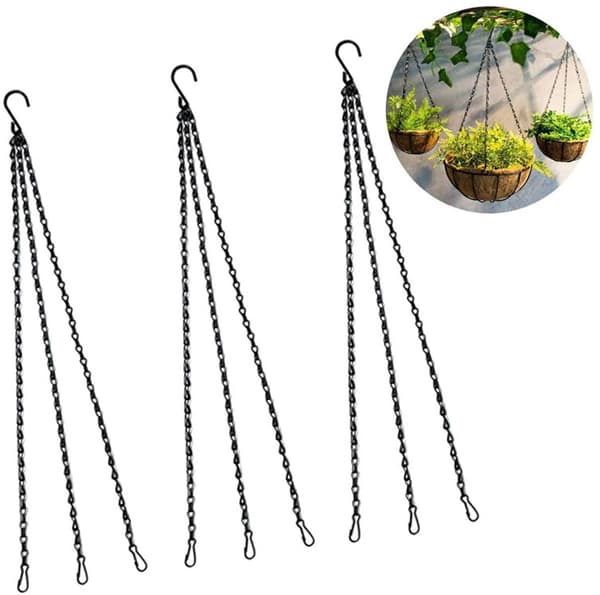 3 - stykker - 58 - cm - kædekombinationer: - blomsterkurv - blomsterpotter - passende - lanterner - fuglefoderautomater - Sort