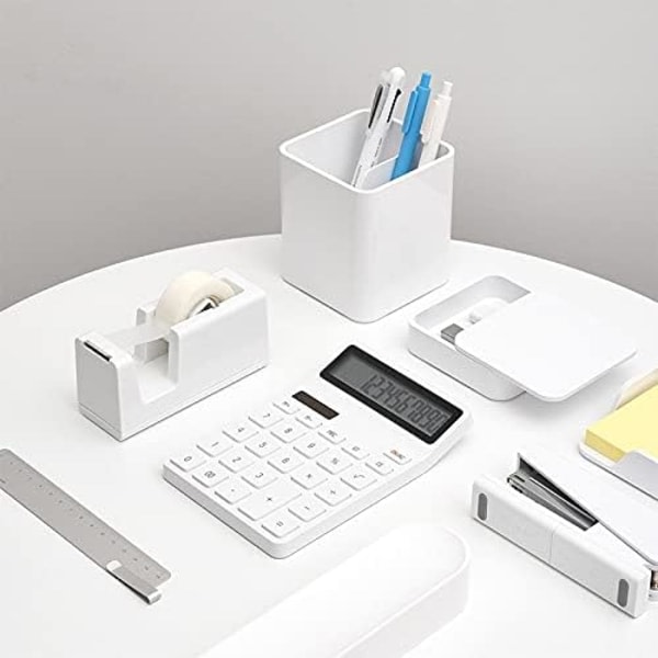 IC Skrivbordsräknare Skrivbordsräknare, 12-siffrig kontorskalkylator med stor LCD-skärm, stor känslig knapp (färg: vit)
