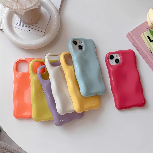 IC iPhone 13Pro sødt cover, uregelmæssig form minimalistisk stil 3D himmelblå ensfarvet cover, stødsikkert blødt TPU cover til piger, kvinder