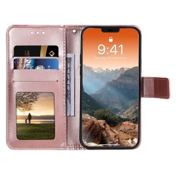 iPhone 12 Pro Max - Mandala Læder Etui - Rosaguld Rosaguld Rosaguld