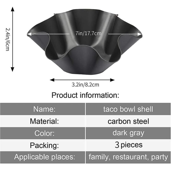 IC 3-pakk Tortilla-muottit, tarttumattomat