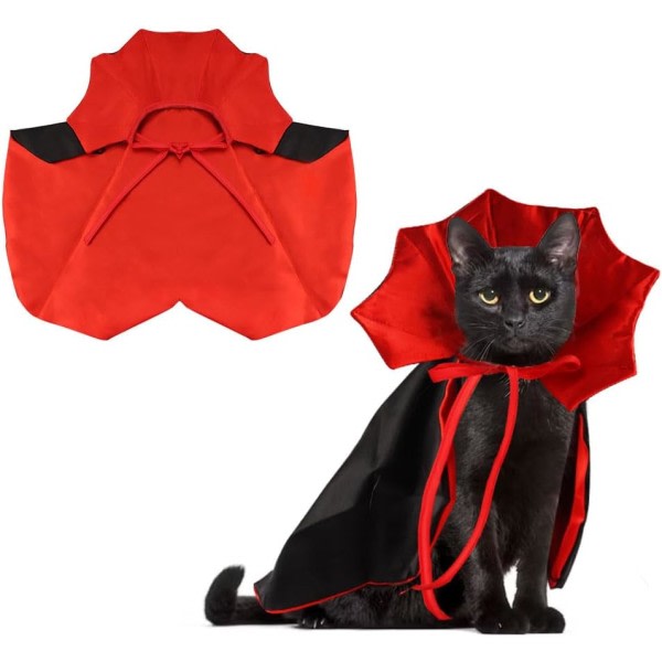 IC Halloween Kat Vampyr Kappe Kostume Halloween Justerbar Rød Sort Pet Cape Kostume Tøj, Halloween Kæledyr Tilbehør Kostume Outfit Dekoration Cowl