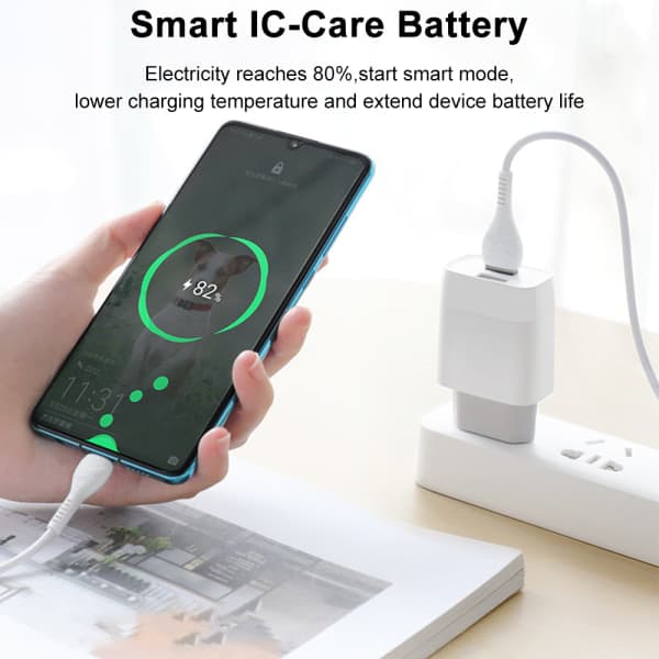 IC USB-lader, 15 W USB-strømadapter, USB-kontakt for White With iPhone-kabel