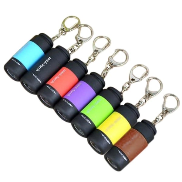 Mininyckelring fiklampa, 50 lumen USB opladningsbar lille ficka led fiklampa ficklampa (7-pack) Sort IC