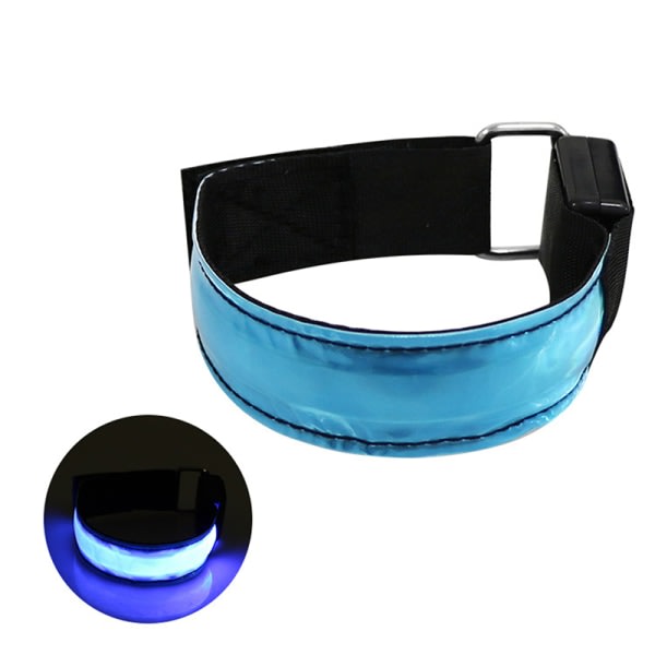 IC 1-pak LED reflekterende armbånd Nylon justerbart armbånd Luminou blå One size