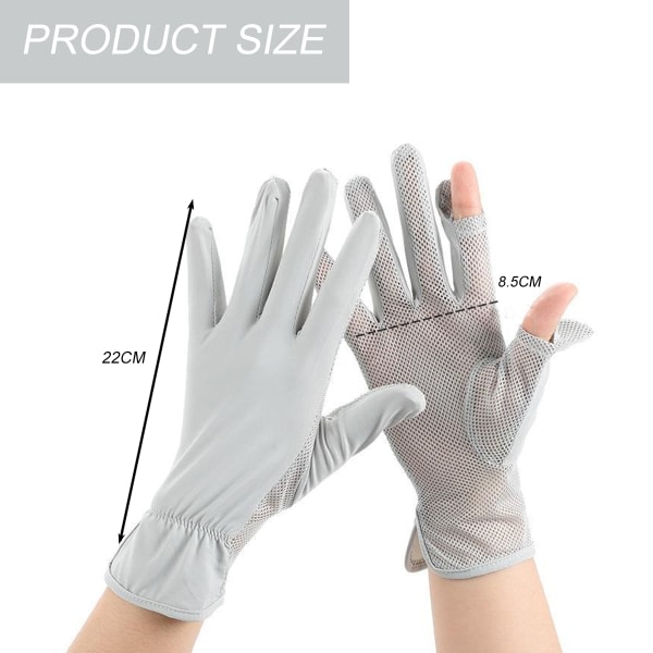 IC 2 förpackningar Dam UV Solskyddshandskar Full Finger Touchscreen Svart + Vit