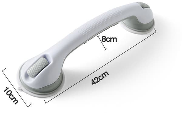 2-pakning 40 cm kraftig sugekopp dusjhåndtak – avtakbart, grå/hvit, for eldre/gravide