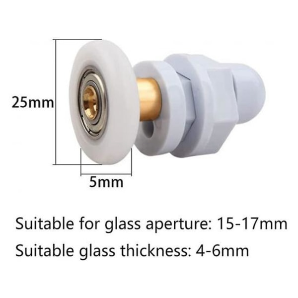 4-pack Duschdörr Hjul 25mm Duschdörrsrullar