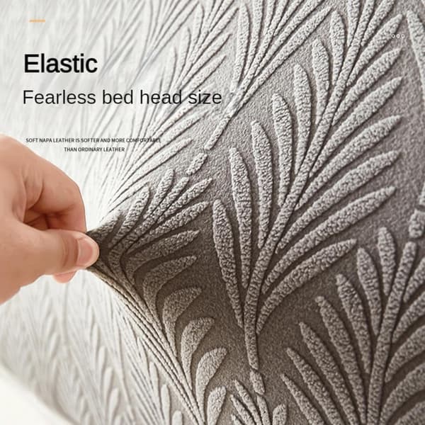 Elastiskt Jacquard Sänggavelöverdrag, Dammtätt Stretchöverdrag för King Queen Sänggavel, Sovrumsdekoration, Ljusgrå
