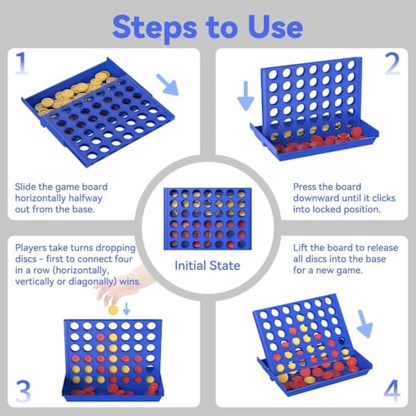 Connect Four Game, Montessori Toy for Kids, Multiplayer Board Game (Small Size)