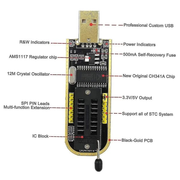 IC CNE Ch341a USB -programmerer Eeprom Bios Flasher Program