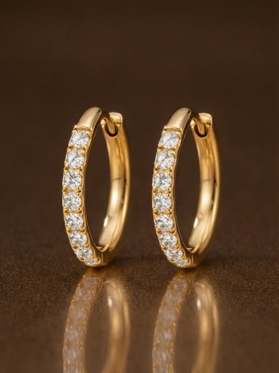 Lundholm Delia guld hoop øreringe til kvinder, 14 mm rustfrit stål zirconia huggie hoops, vandtæt allergivenlig gave til hende