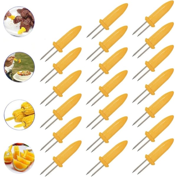 IC 20 stk/sett maiskolbeholdere, varmebestandig rustfritt stål, sklisikre grillspyd for BBQ