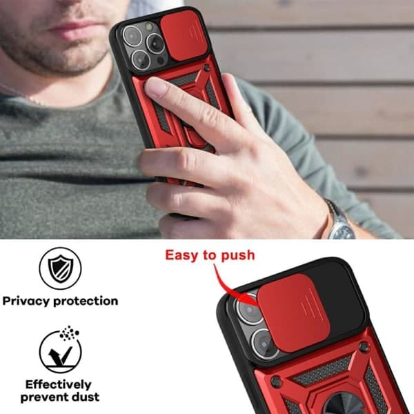 IC iPhone 13 Mini - CamShield Armor Hybrid Ring -kuori - Musta