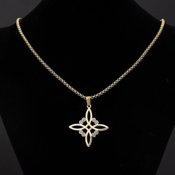 Sølvfarvet Hekseknude Halskæde til Kvinder Rustfrit Stål Choker Halskæde Vintage Amulett Beskyttelse Overnaturlig Smykker Gave AL19005-Sølv