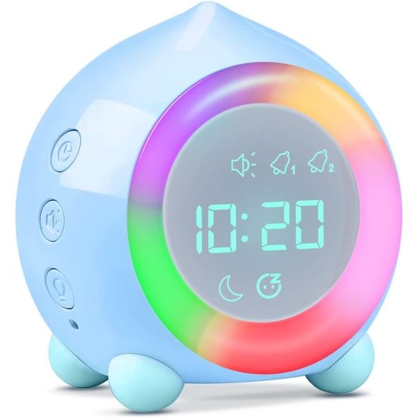 IC Väckarklocka, LED-väckarklocka för barn, USB-laddningssäckarklocka, multifunktionellt justerbart nattljus Countdown Girl Boys Blue