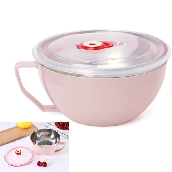 IC Rustfritt stål Ramen Nudelsoppa Pasta skål Mat Frisk Rosa