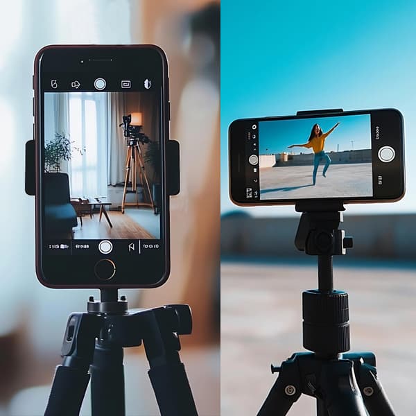Telefonstativadapter, justerbar ABS smartphoneholder til selfies og vlogging, sort, 8,3 x 3,5 cm Black