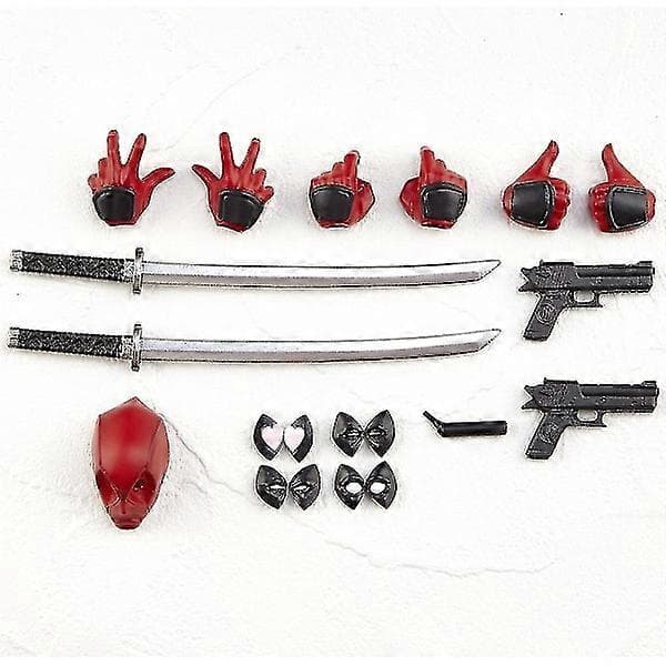 Deadpool Action Figure med avtakbart og utskiftbart ansikt, samleobjekt modell dukke minifigur leketøy gave