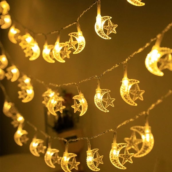 1,5 m 10 LED Kuu Tähti Linna Valo Eid Mubarak Ramadan Kuu
