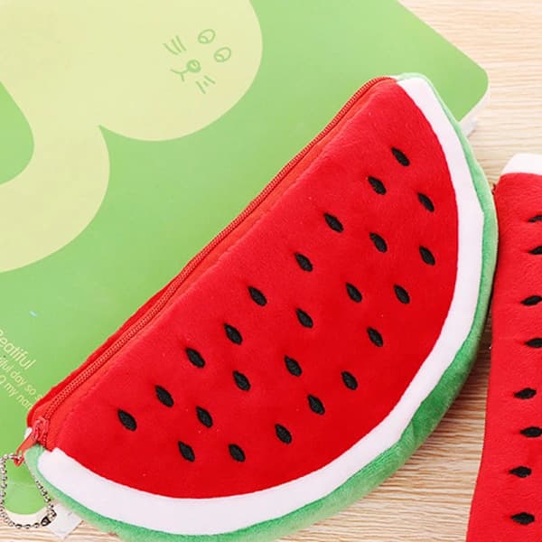 Watermelon Shaped Zipper Pencil Case for School and Makeup