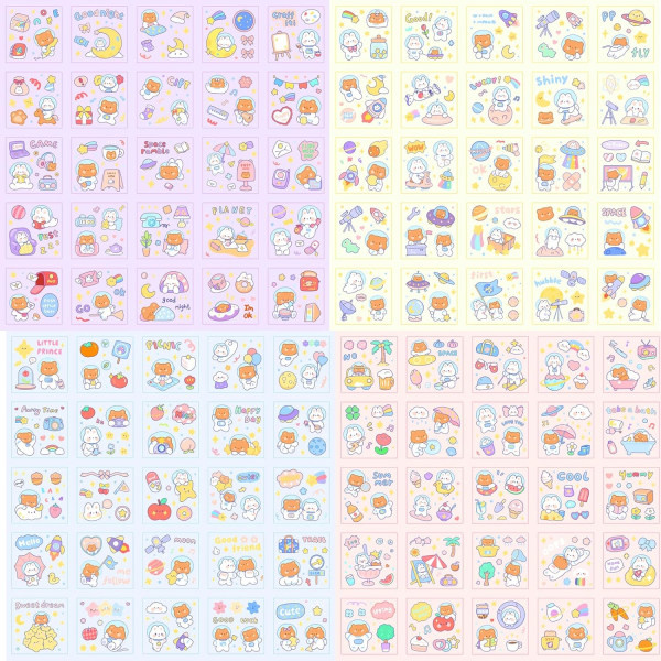 IC Söta klistermärken Vattentäta vattenflaska Laptop Scrapbook Vinyldekaler Estetiska Kawaii 1000 st/100 ark (Rymd Stjärna Resa)