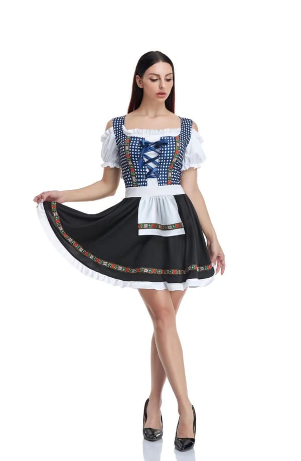 Naisten Oktoberfest-mekko Red Grid M