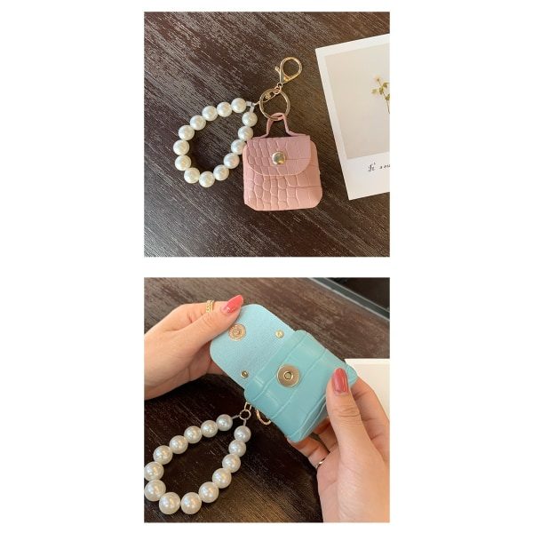 Rosa pärlbag Hänge Nyckelring Hand Mini Bag Tillbehör IC