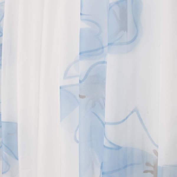 IC Scarfgardin 2-pack gardin med blommönster för vardagsrummet Scarfspänne (Bredd 150cm Höjd 245cm, Blå)