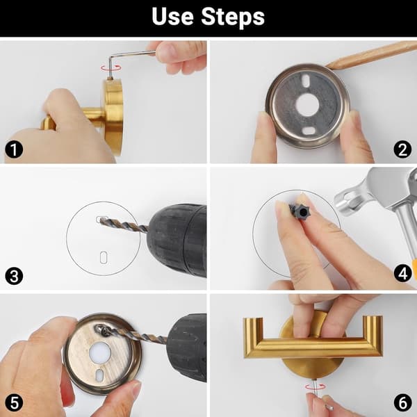 Vægkroge i rustfrit stål, 2 stk. guld, dobbelt tøjkrog, håndklædeholder til badeværelse og køkken