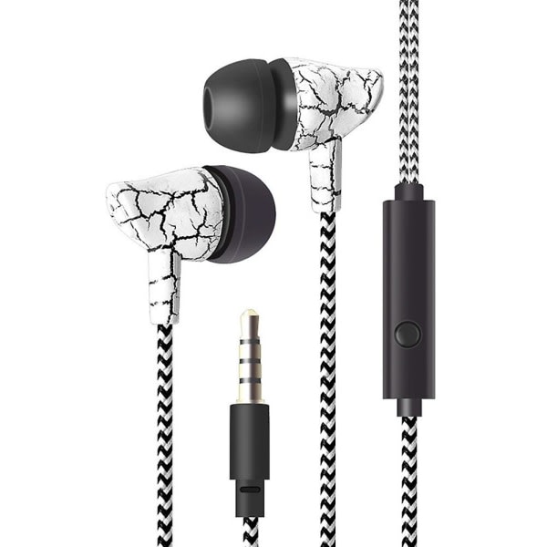 IC Fashion Cracked Print Universal Flettet Tråd Volumenkontrol In-ear Høretelefoner