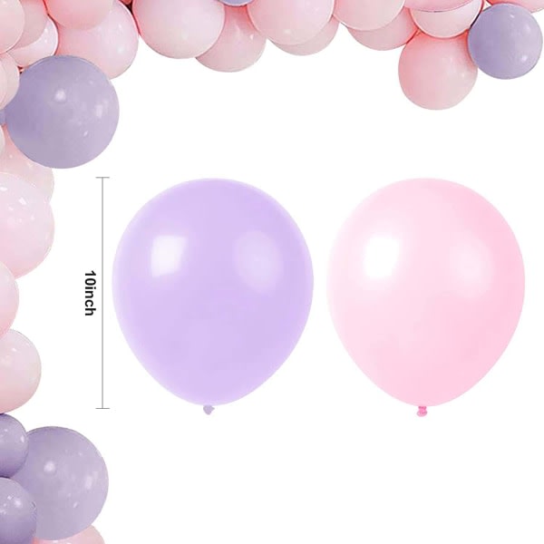 IC 10" Macaron färgglada ballonger, partypastell latexfärgade Rosa + Lila-200pc