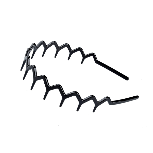 Zigzag Hajtand Hårbånd Plastikkam Hårbøjle til Kvinder og Piger Daglig Styling Sort Brun