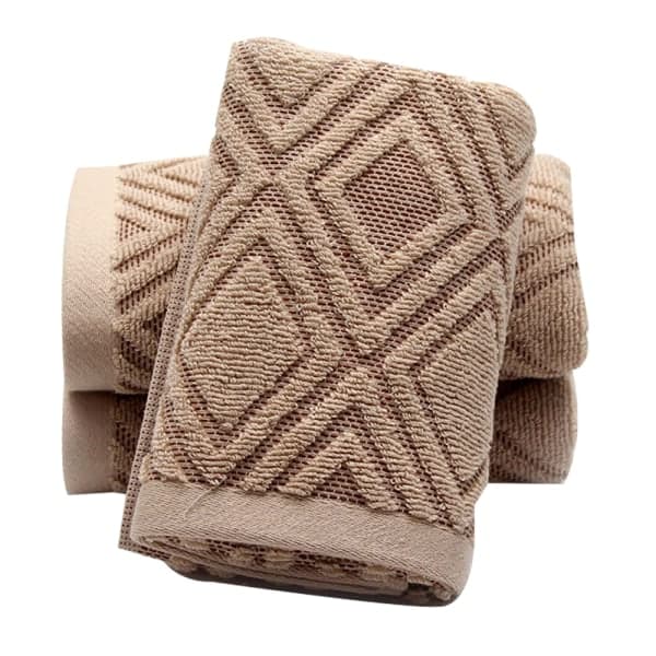 Handduksset med 2 Diamantmönster 100% Bomull Absorberande Mjuk