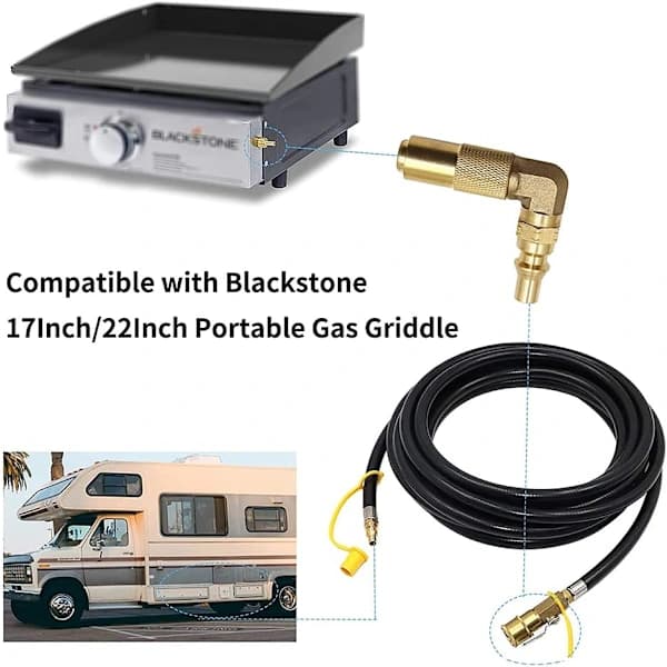 1/4 tomme RV Quick Connect Albueadapter Lavtrykskonverteringsfitting til Blackstone 17 tommer 22 tommer stegeplader