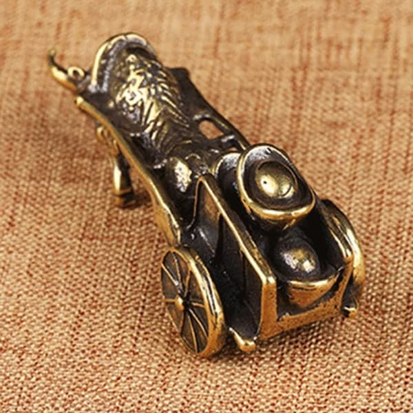 IC 1st Koppar Ox Cart Figurines Miniatyr Staty Desktop Decor Ho