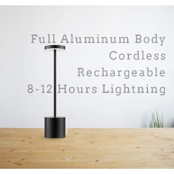 IC Sladdlös bordslampa, LED metall USB laddningsbar 6000mAh 2-nivåers ljusstyrka Nattlampa Skrivbordslampa Läslampa (guld)