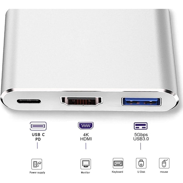 IC USB C til HDMI Multiport Adapter USB 3.1 HDMI 4K Video