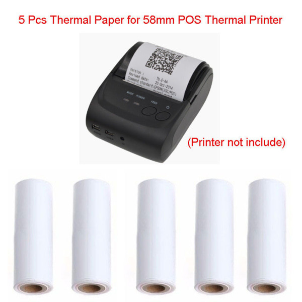 5 rullar termiskt kvittopapper 57x30MM för mobil POS 58MM