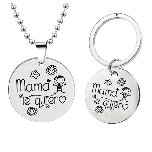 20 st av en väska Creative Mama Te Quiera Brevnyckelring Mors dag hänge present i rostfritt stål Nyckelring Halsband till mamma IC