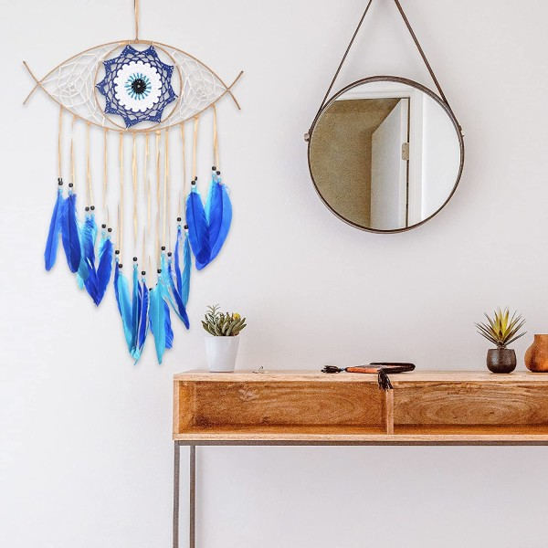IC CNE 2st Onda Ögat Drömfångare Boho Väggdekor (blå)